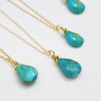 Genuine Sleeping Beauty Turquoise Teardrop Necklace