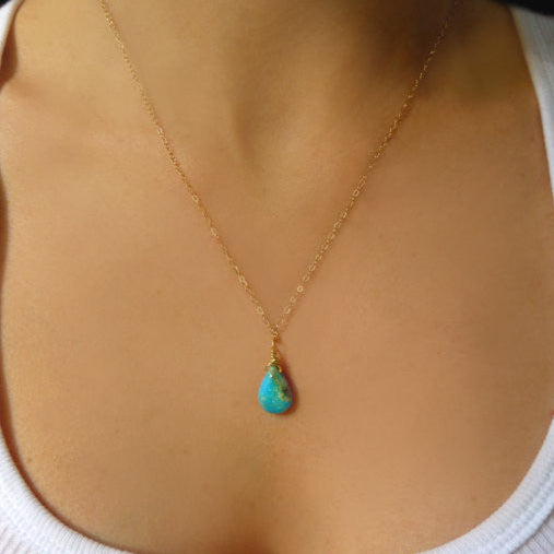 Genuine Sleeping Beauty Turquoise Teardrop Necklace