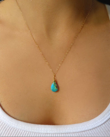 Genuine Sleeping Beauty Turquoise Teardrop Necklace