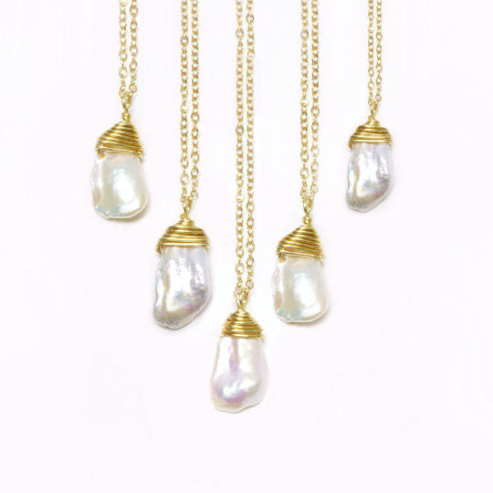 Baroque Freshwater Pearl Pendant Necklace Gold, Rose Gold Or Sterling Silver