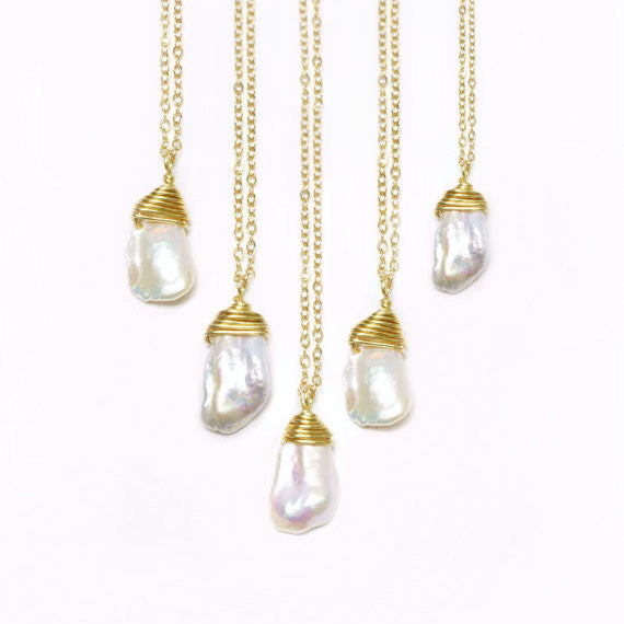 Baroque Freshwater Pearl Pendant Necklace Gold, Rose Gold Or Sterling Silver