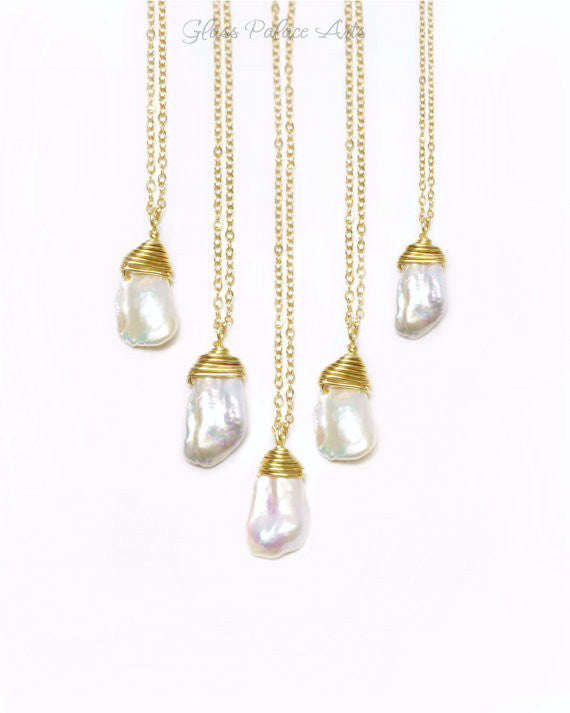 Baroque Freshwater Pearl Pendant Necklace Gold, Rose Gold Or Sterling Silver