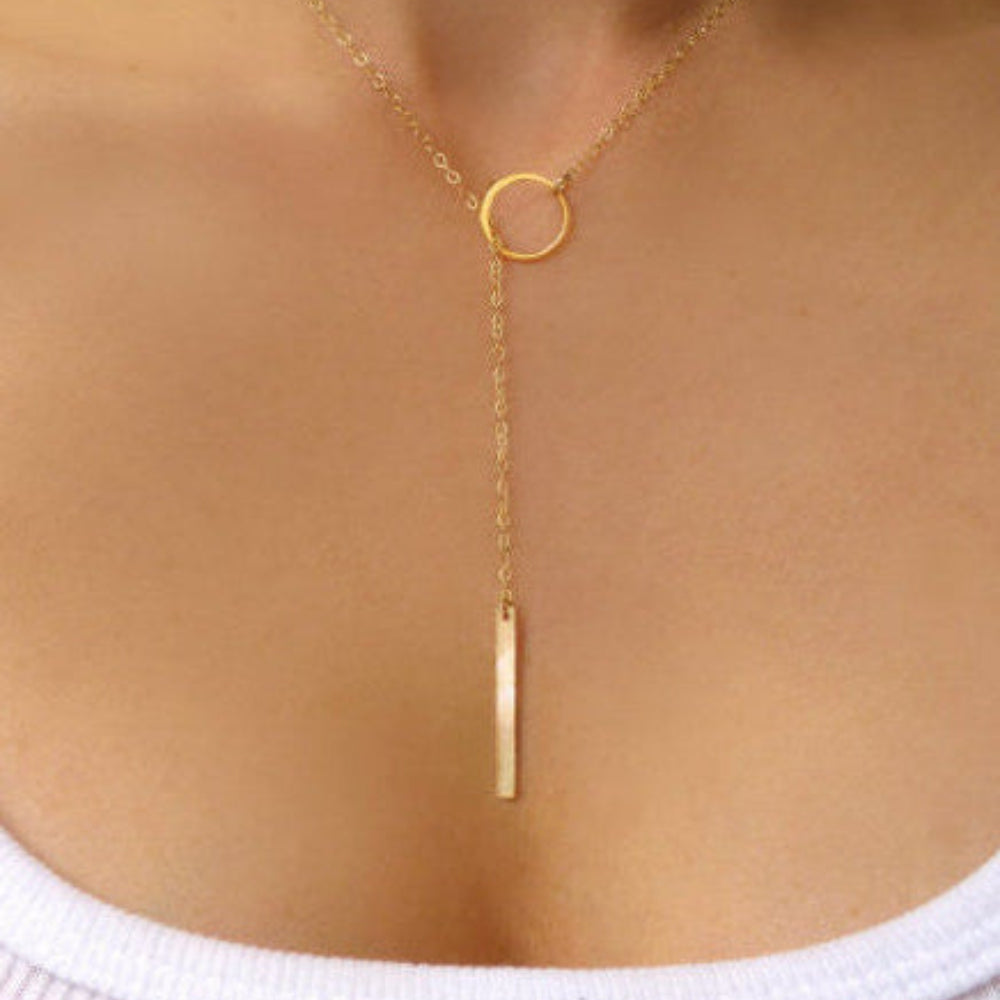 Lariat Necklace For Women With Vertical Bar Y Drop