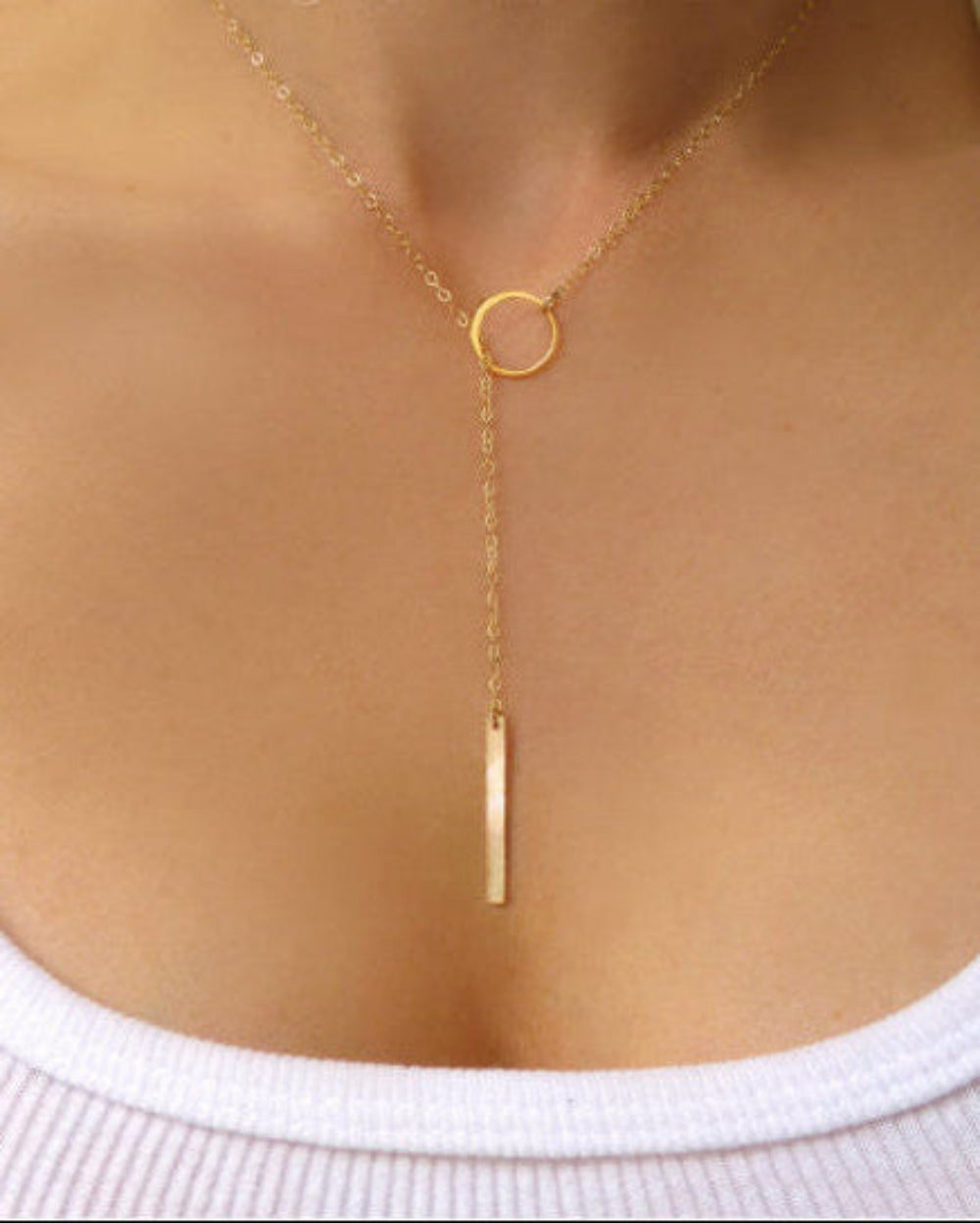Lariat Necklace For Women With Vertical Bar Y Drop