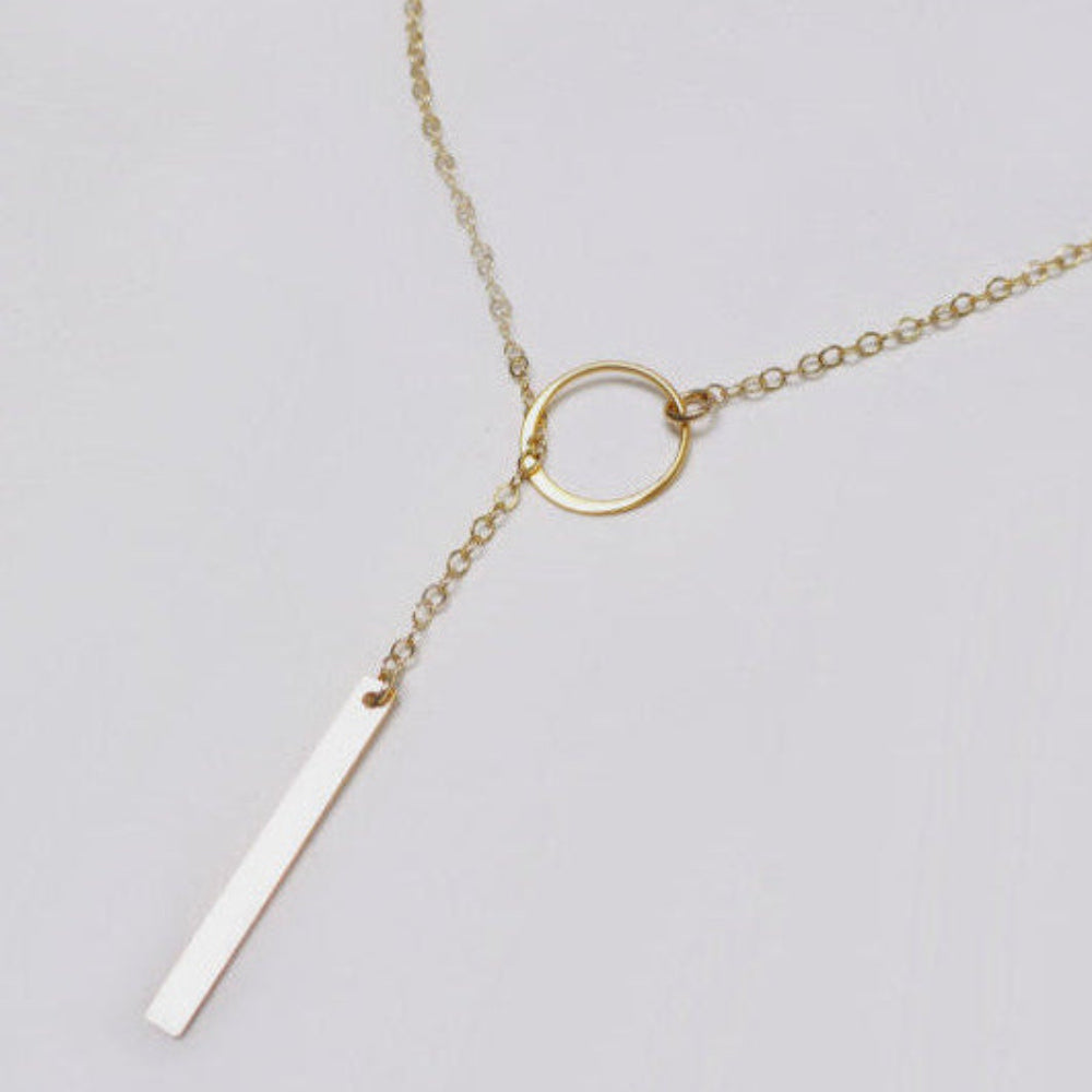 Lariat Necklace For Women With Vertical Bar Y Drop