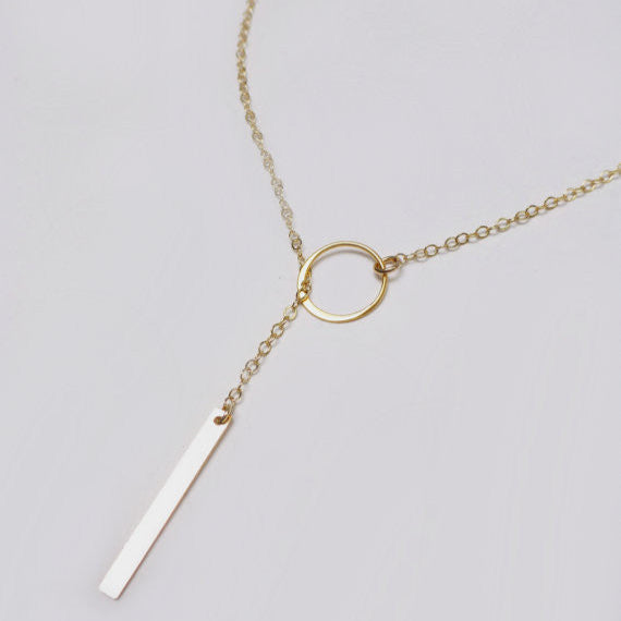Lariat Necklace For Women With Vertical Bar Y Drop