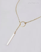 Lariat Necklace For Women With Vertical Bar Y Drop