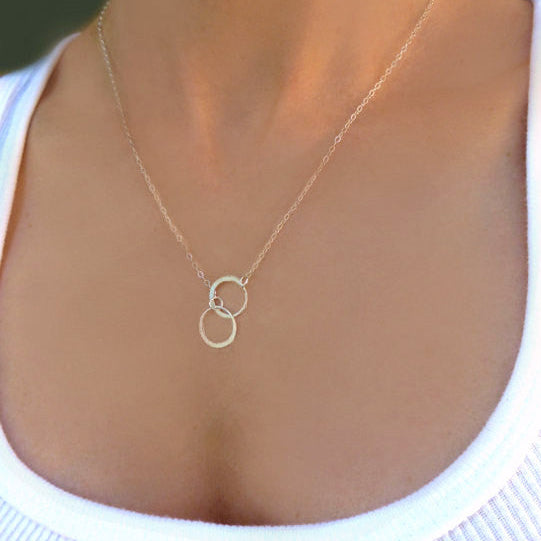 Infinity Lariat Necklace With Small Circles- Sterling Silver, Gold or Rose Gold