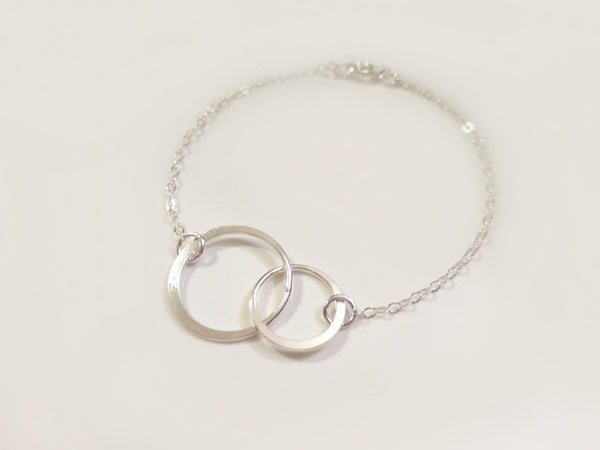 Interlocking Circle Infinity Bracelet For Women, Sterling Silver, Gold or Rose Gold