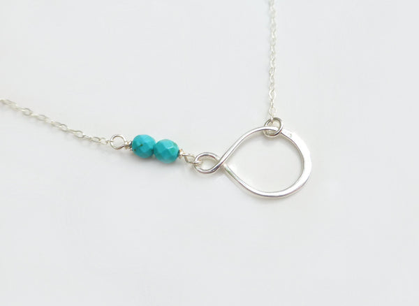 Beaded Turquoise Infinity Bracelet For Women - Sterling Silver or Gold