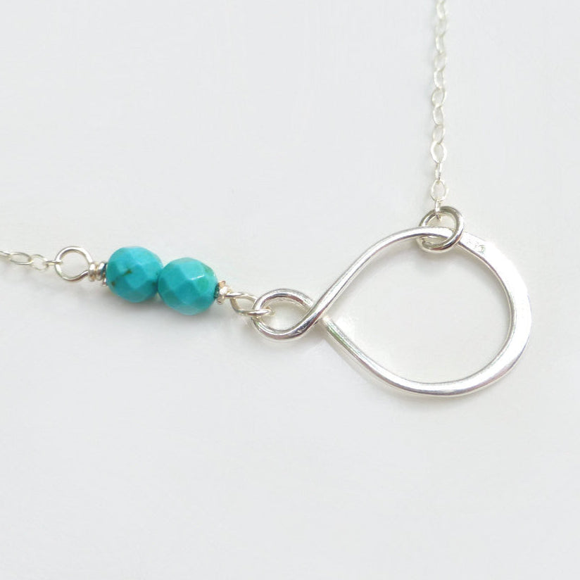 Beaded Turquoise Pendant Necklace For Women - Sterling Silver