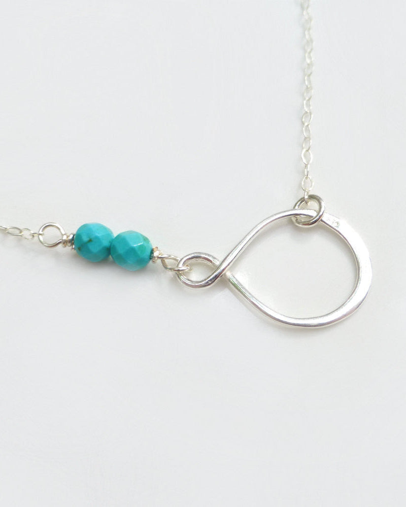 Beaded Turquoise Pendant Necklace For Women - Sterling Silver
