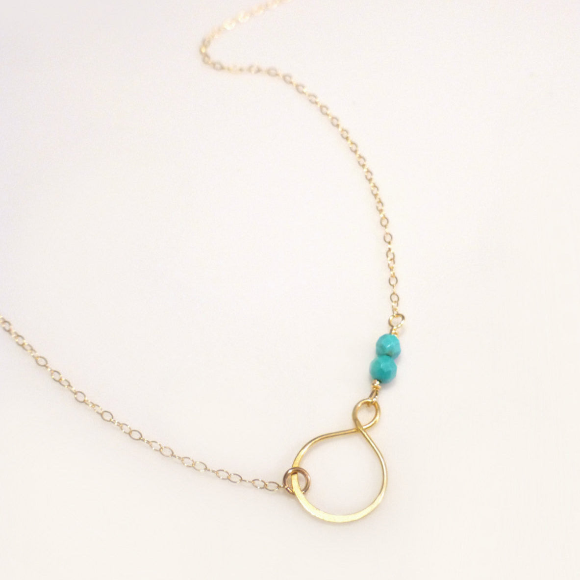 Beaded Turquoise Pendant Necklace For Women - Gold