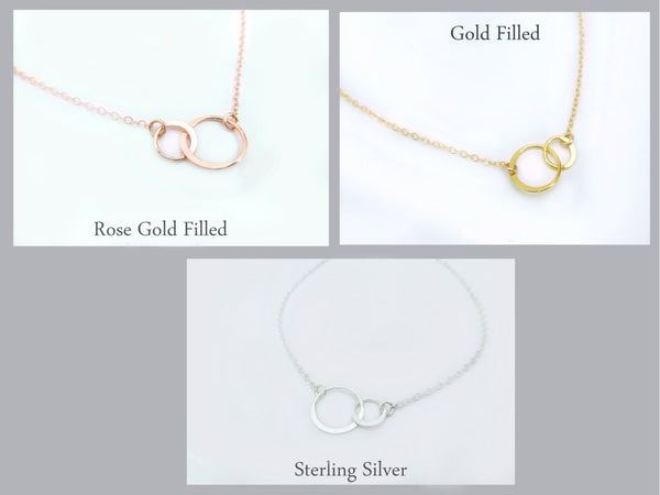 Small Interlocking Circle Rose Gold Infinity Necklace For Women