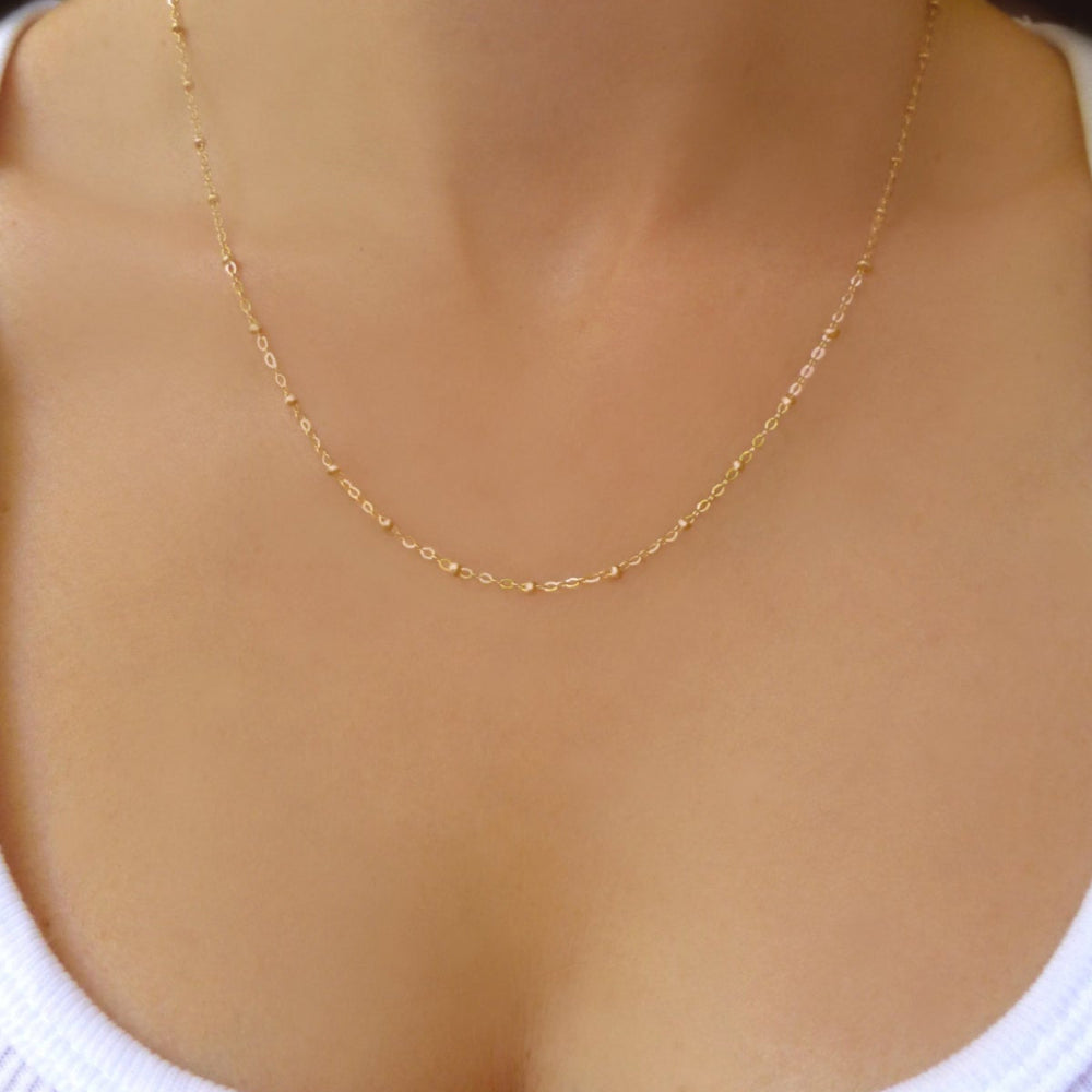 Gold Dotted Satellite Chain Necklace For Women
