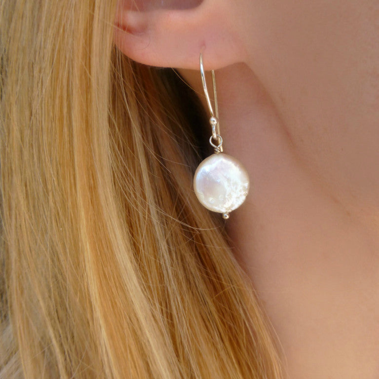 Freshwater Coin Pearl Earrings