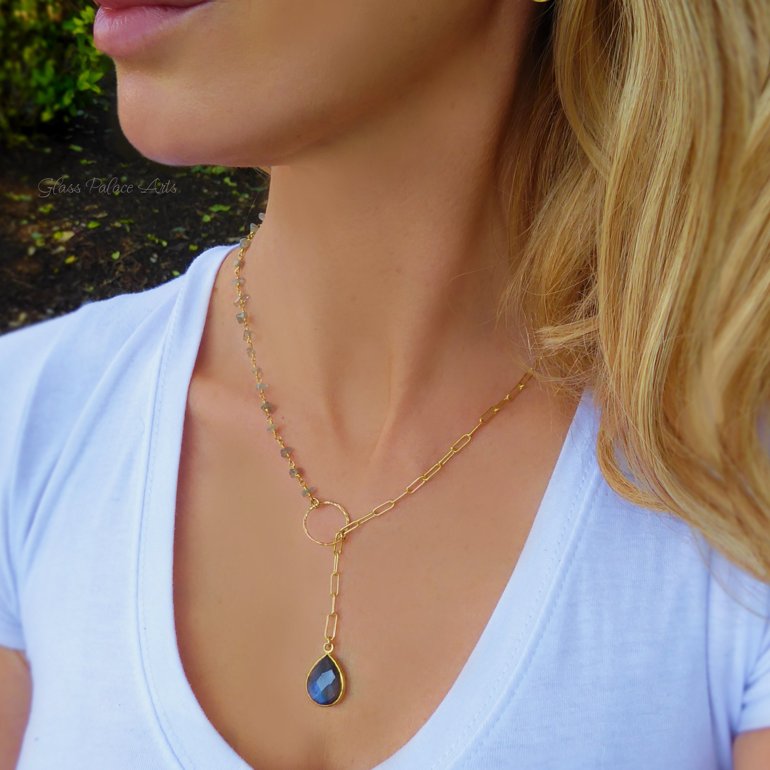 Labradorite Earrings - Flashy Rainbow Labradorite Teardrop Dangle Earrings