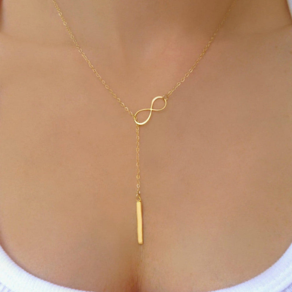Vertical Bar Lariat Necklace In Sterling Silver or 14k Gold Fill