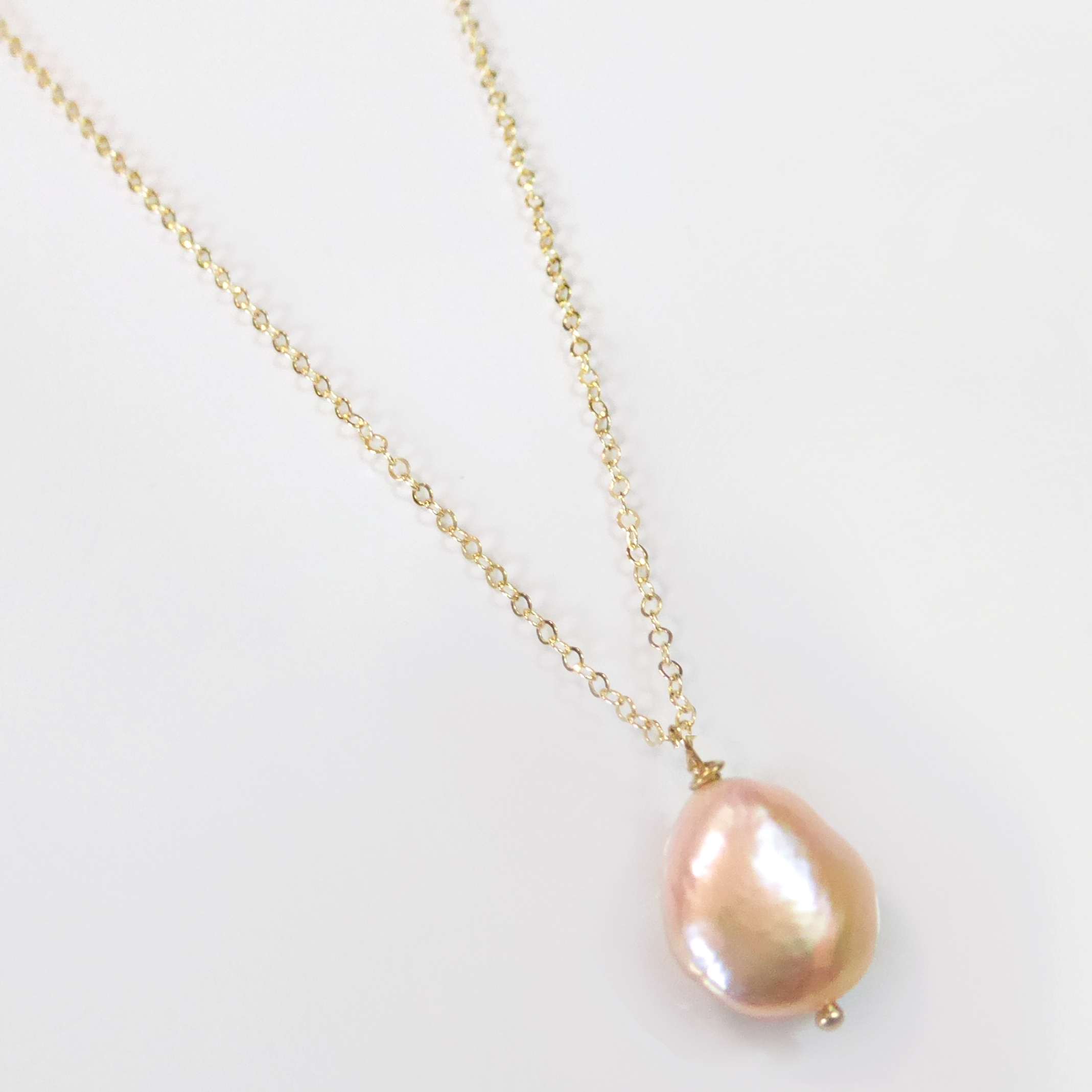 Champagne Pink Baroque Pearl Necklace For Women - Natural Freshwater Pearls