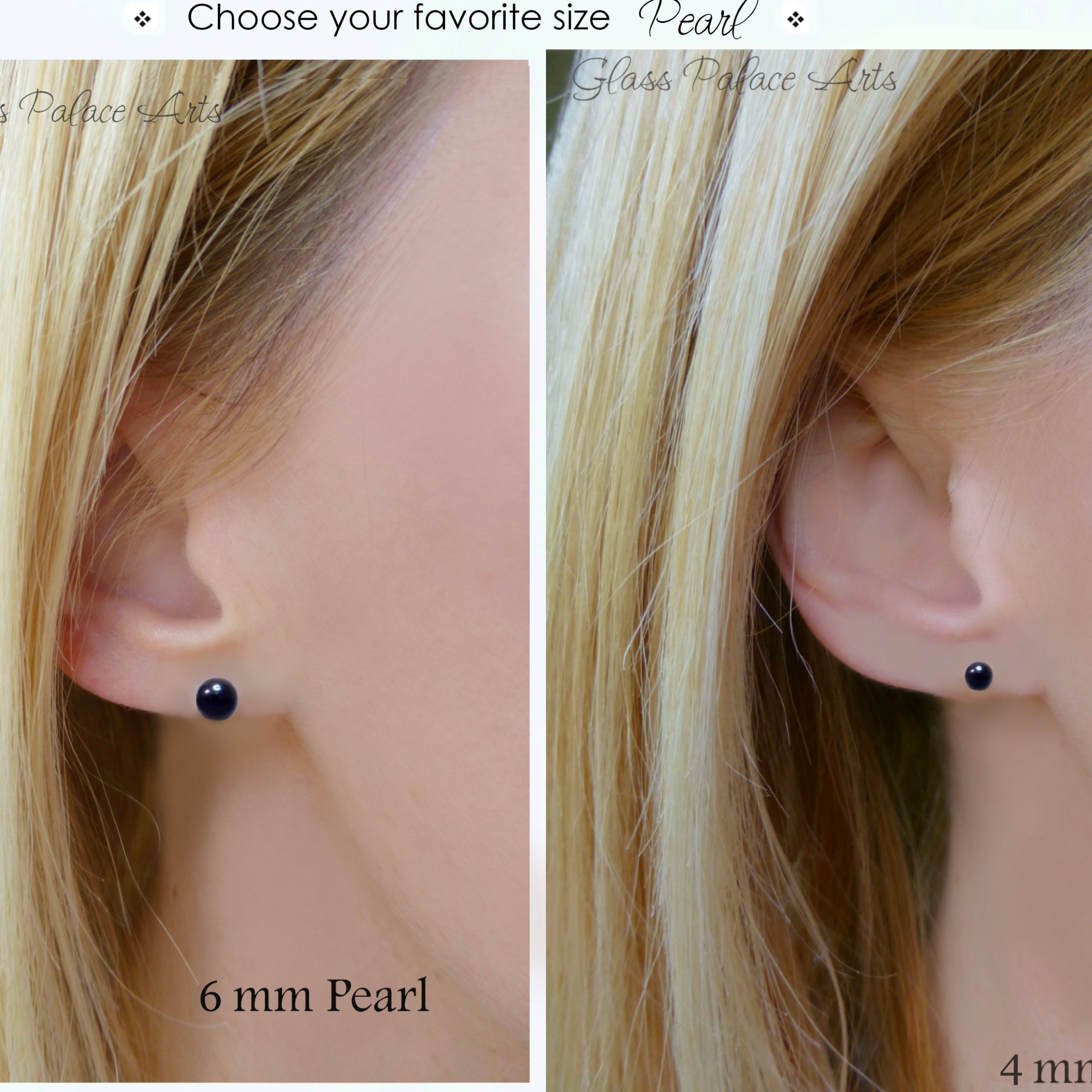 Black Dark Blue Freshwater Pearl Stud Earrings For Women - 14k Gold Fill or Sterling Silver