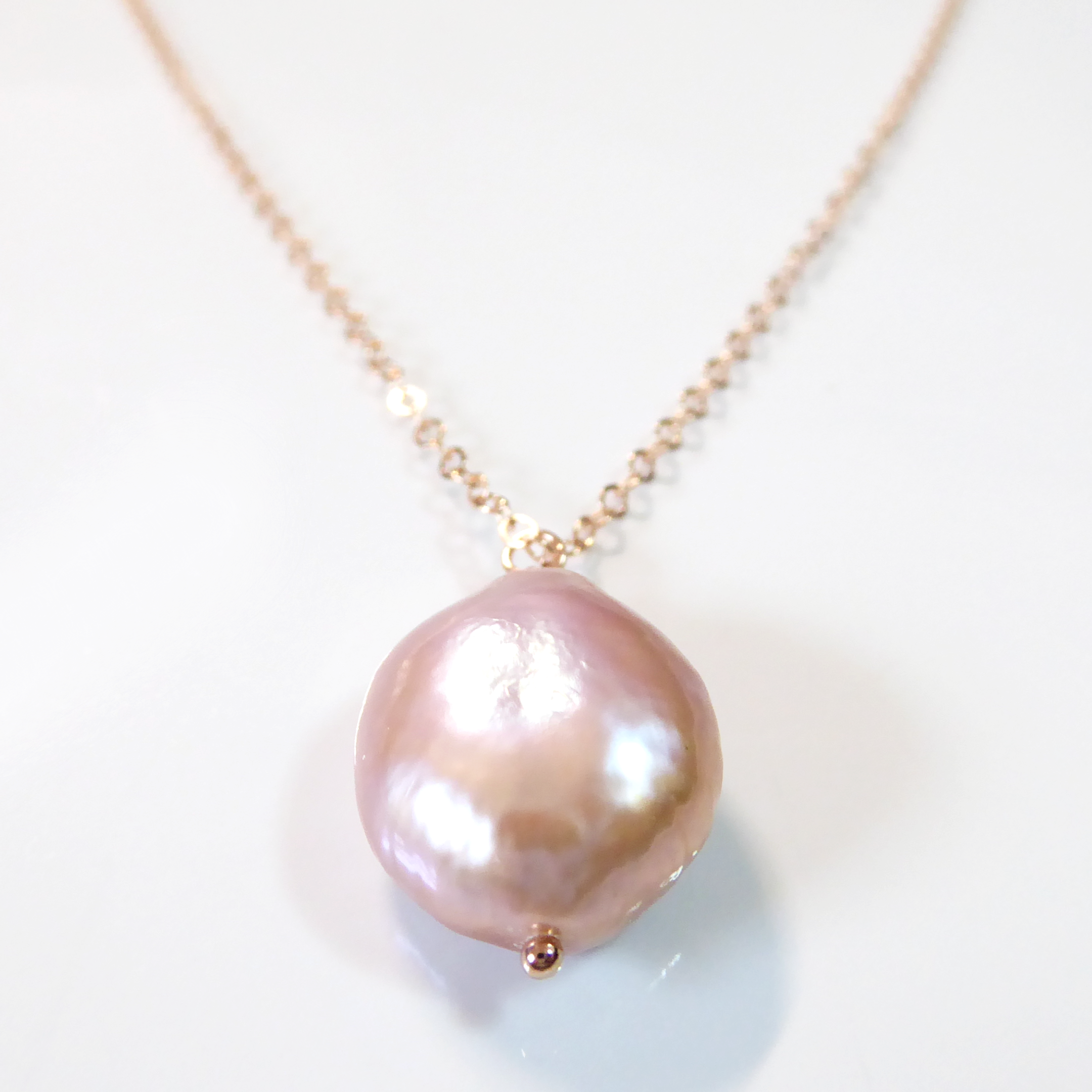 Champagne Pink Baroque Pearl Necklace For Women - Natural Freshwater Pearls
