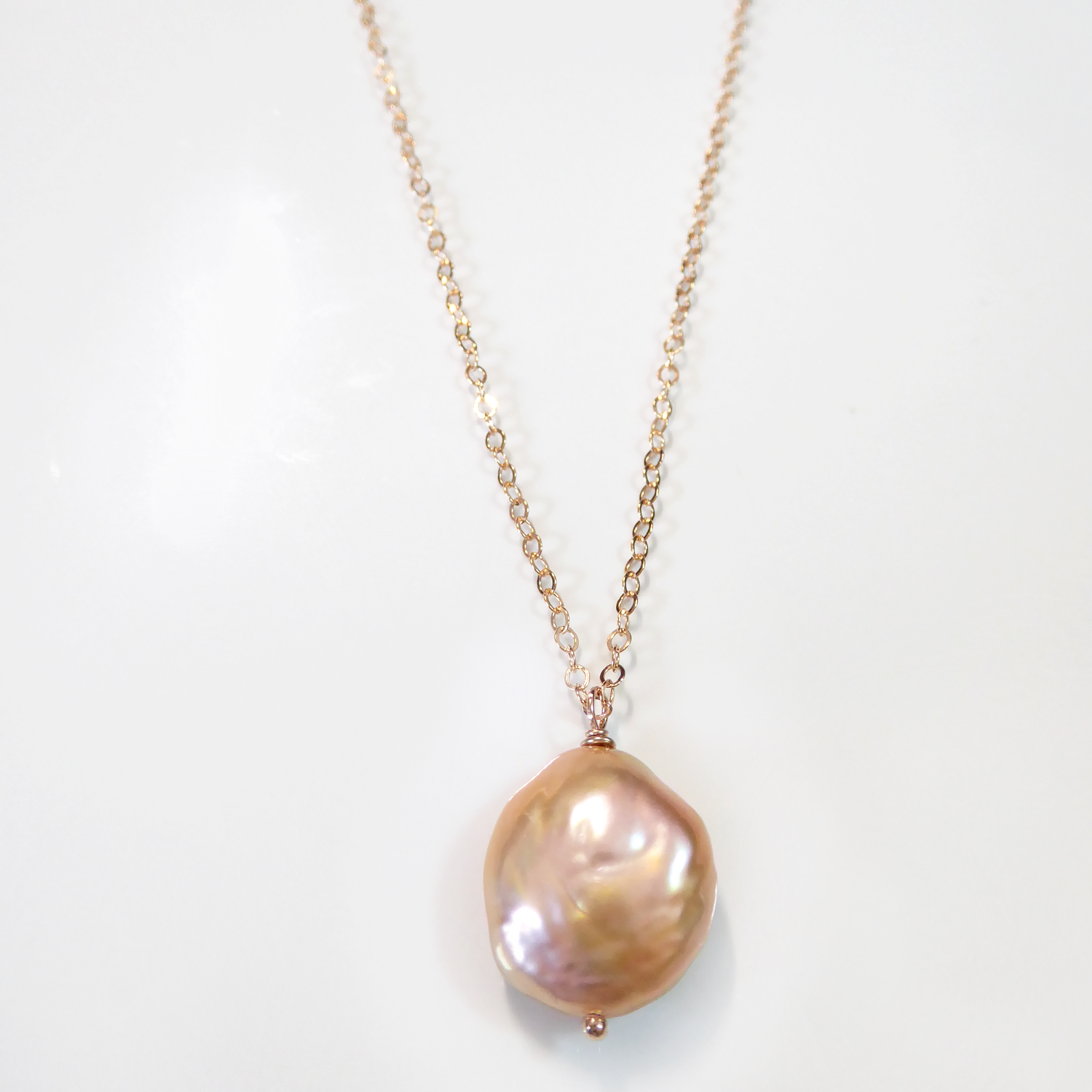 Champagne Pink Baroque Pearl Necklace For Women - Natural Freshwater Pearls