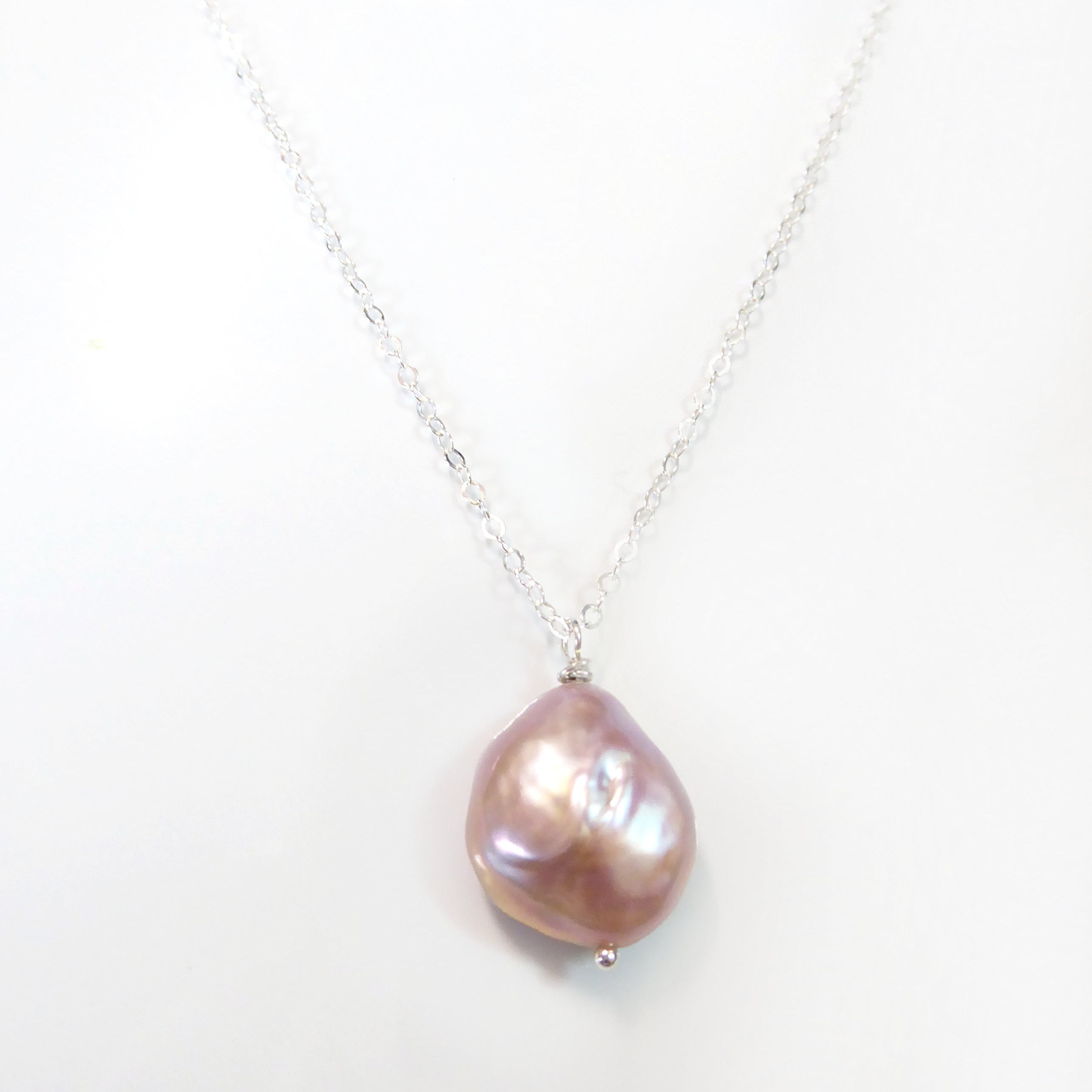 Champagne Pink Baroque Pearl Necklace For Women - Natural Freshwater Pearls