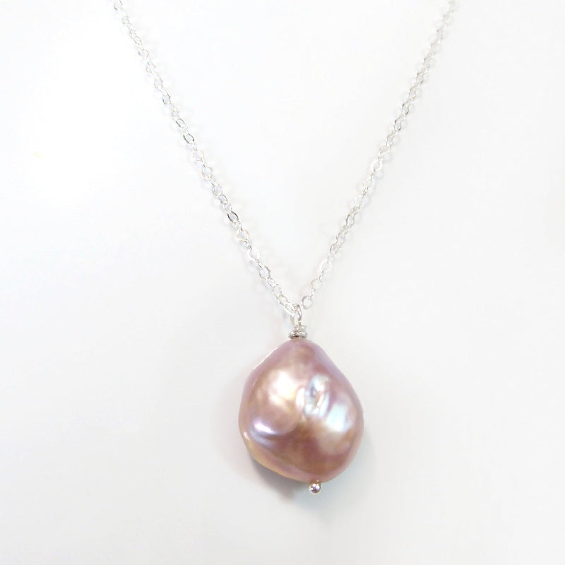 Champagne Pink Baroque Pearl Necklace For Women - Natural Freshwater Pearls