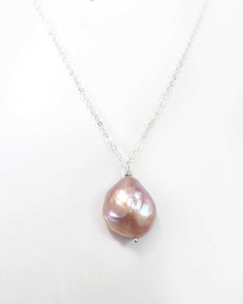 Champagne Pink Baroque Pearl Necklace For Women - Natural Freshwater Pearls