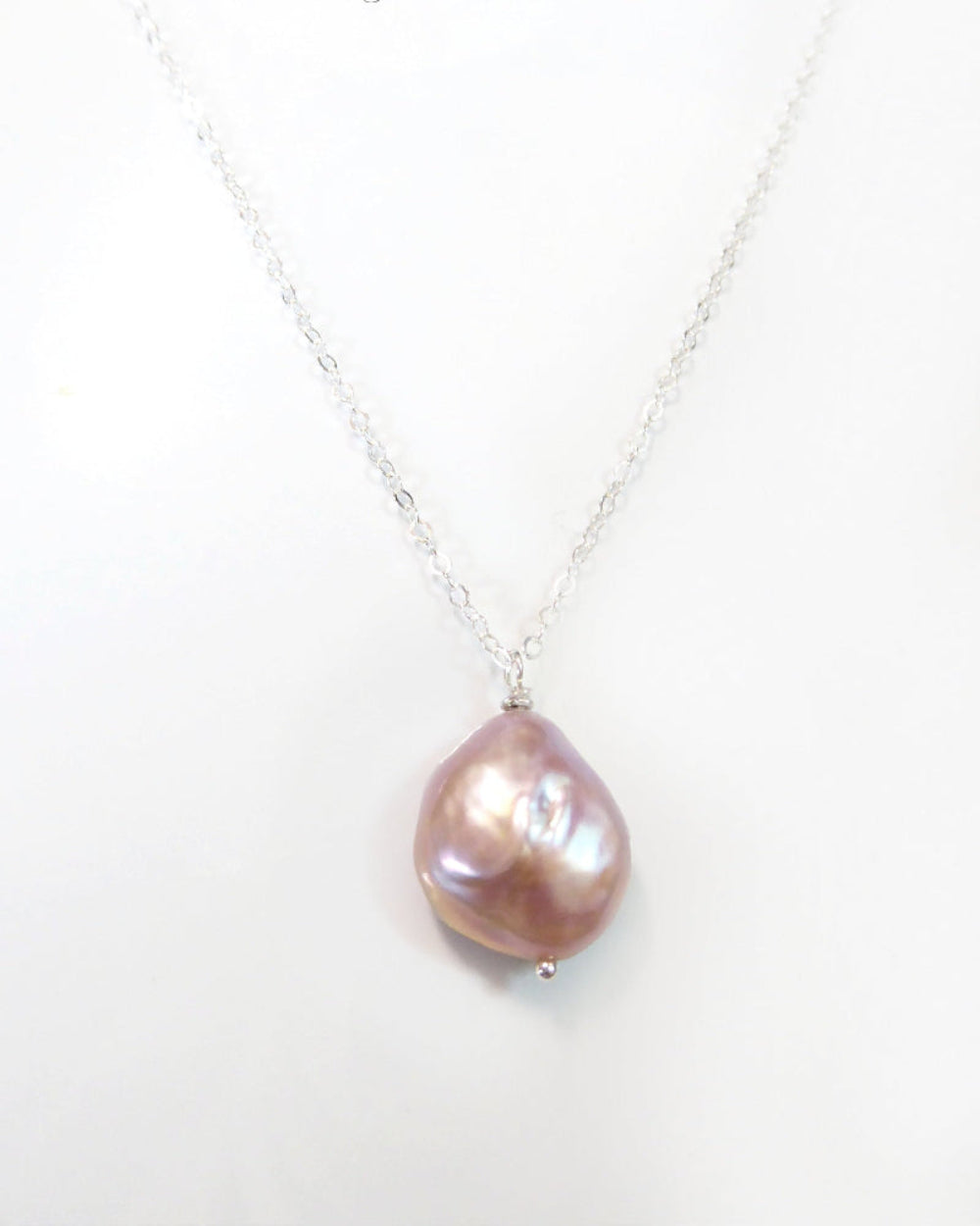 Champagne Pink Baroque Pearl Necklace For Women - Natural Freshwater Pearls
