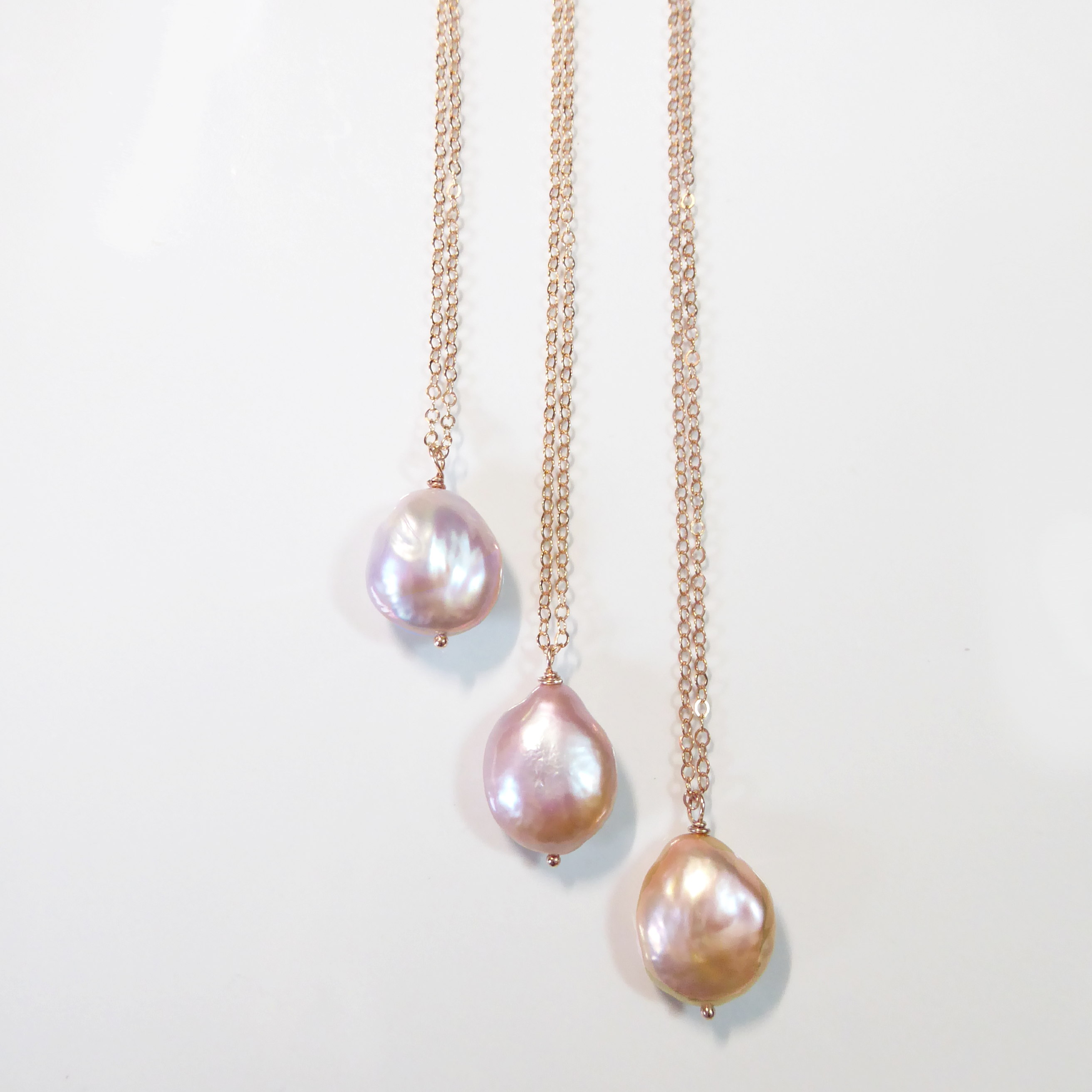 Champagne Pink Baroque Pearl Necklace For Women - Natural Freshwater Pearls