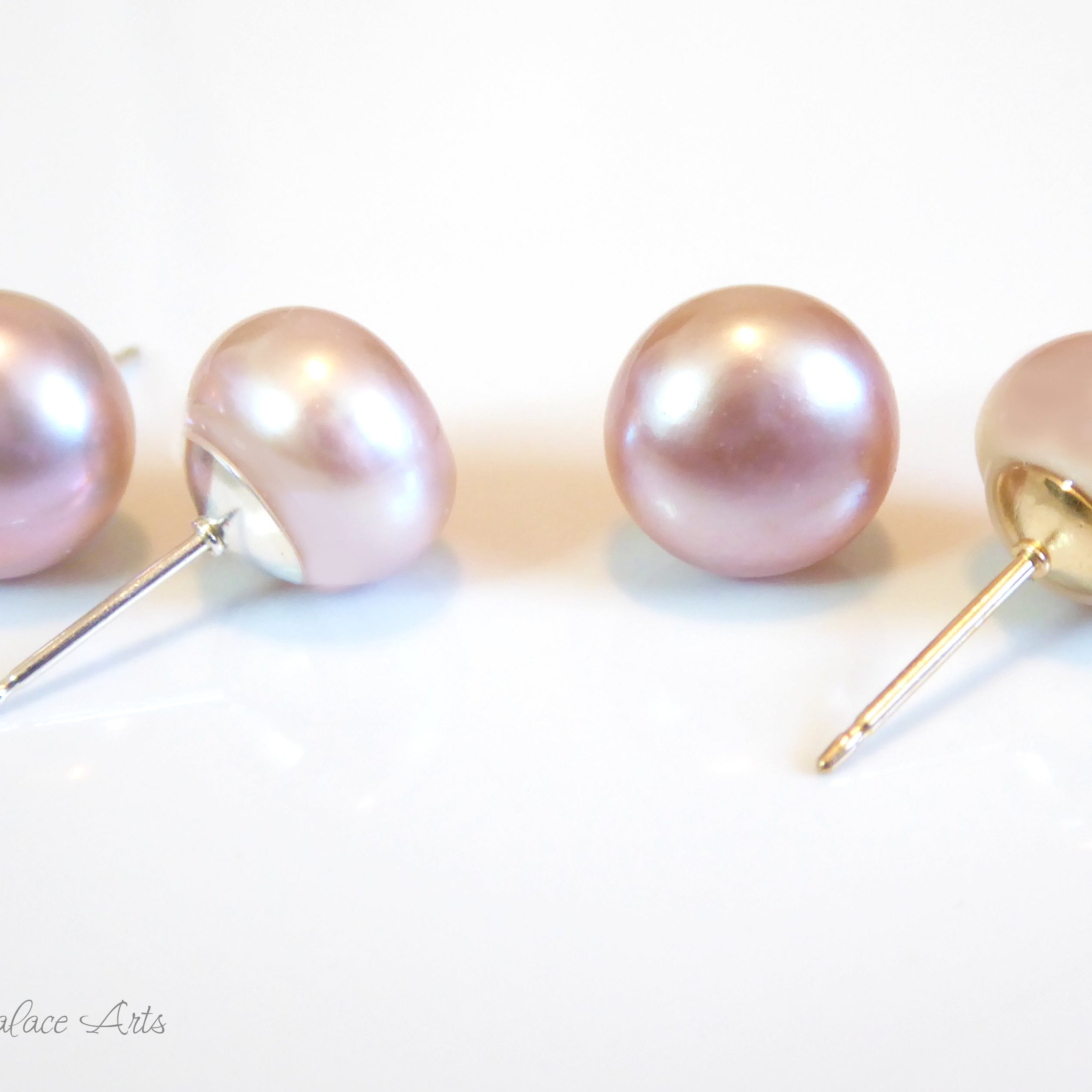 Freshwater Pearl Champagne Pink Stud Earrings