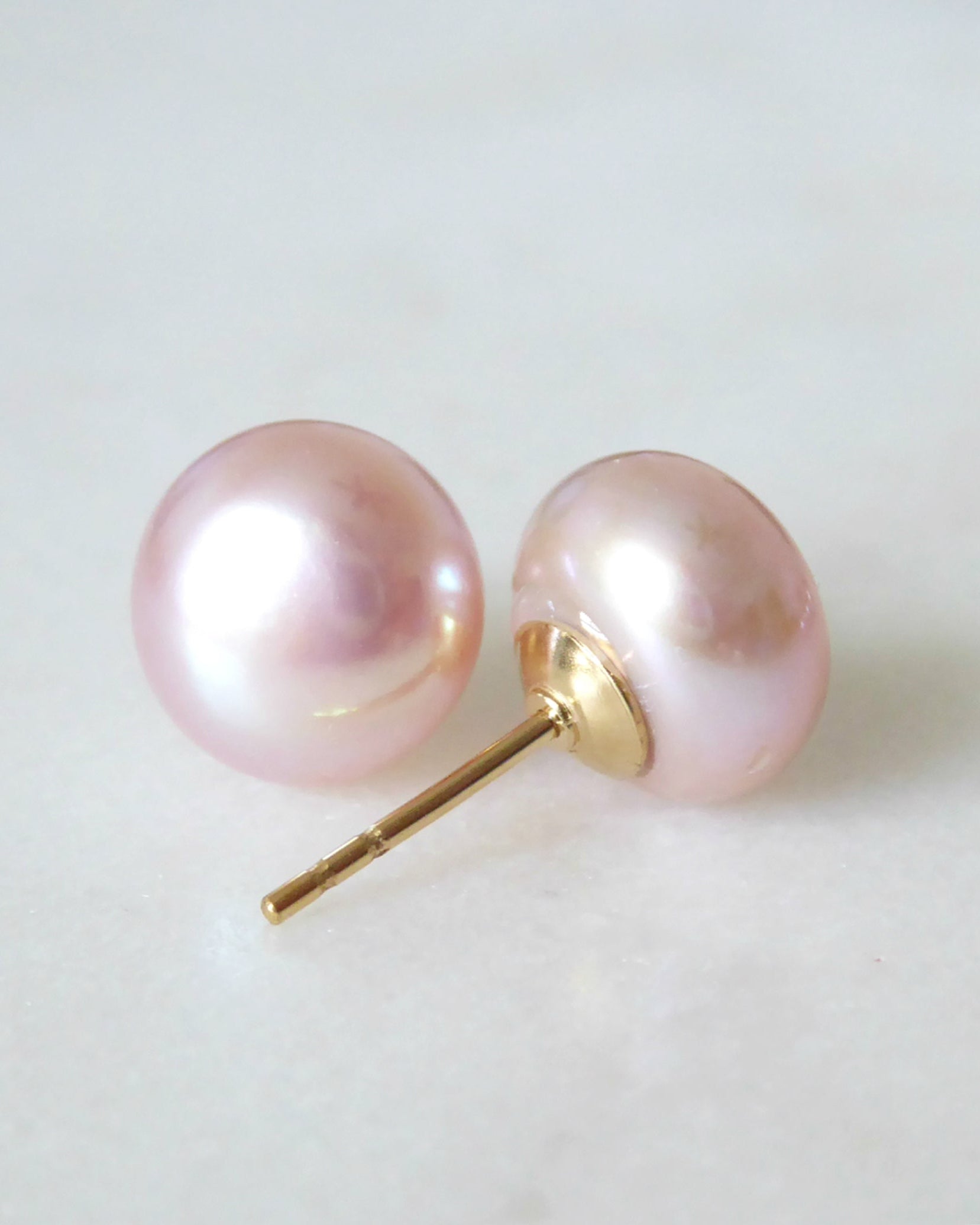 Freshwater Pearl Champagne Pink Stud Earrings