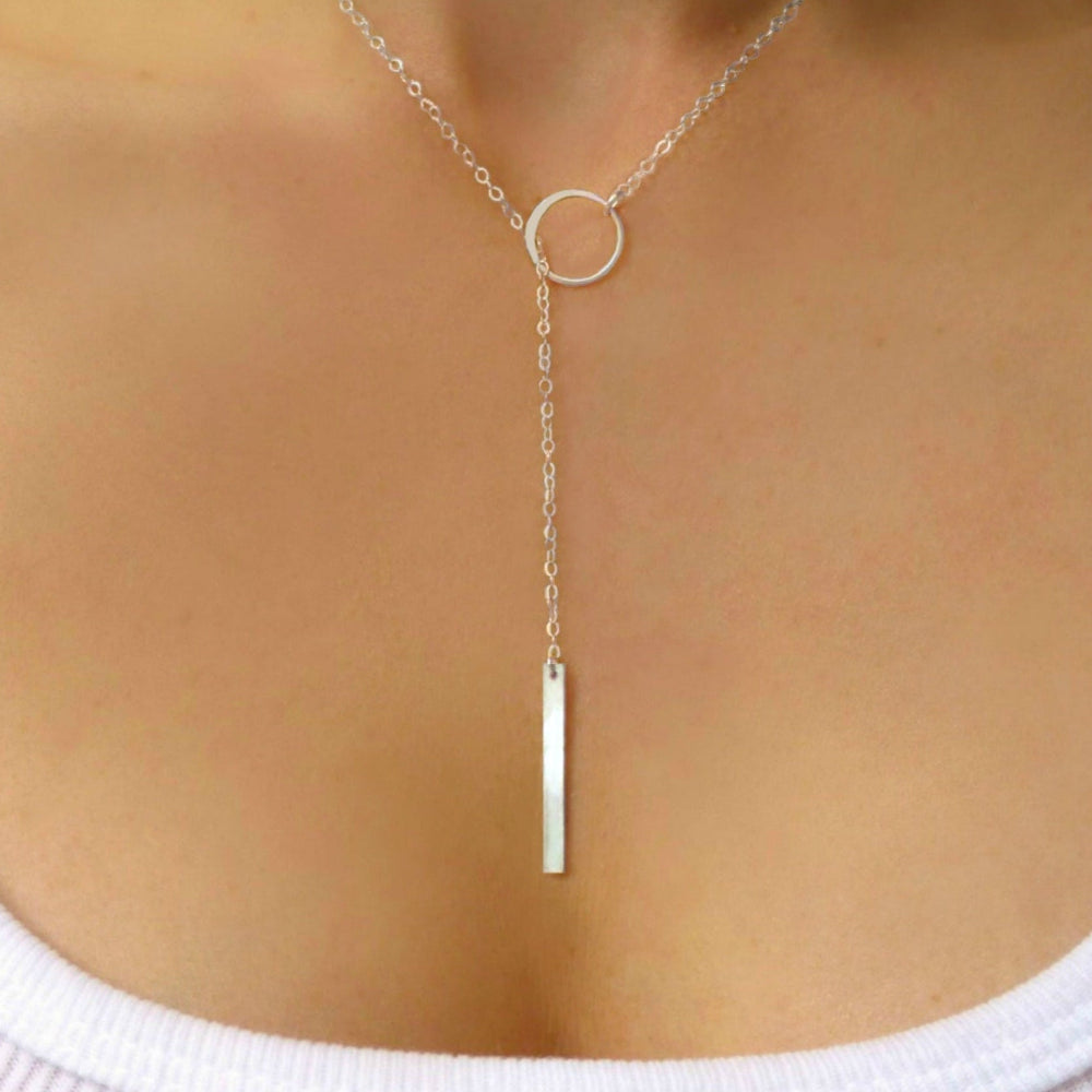 Lariat Necklace For Women With Vertical Bar Y Drop