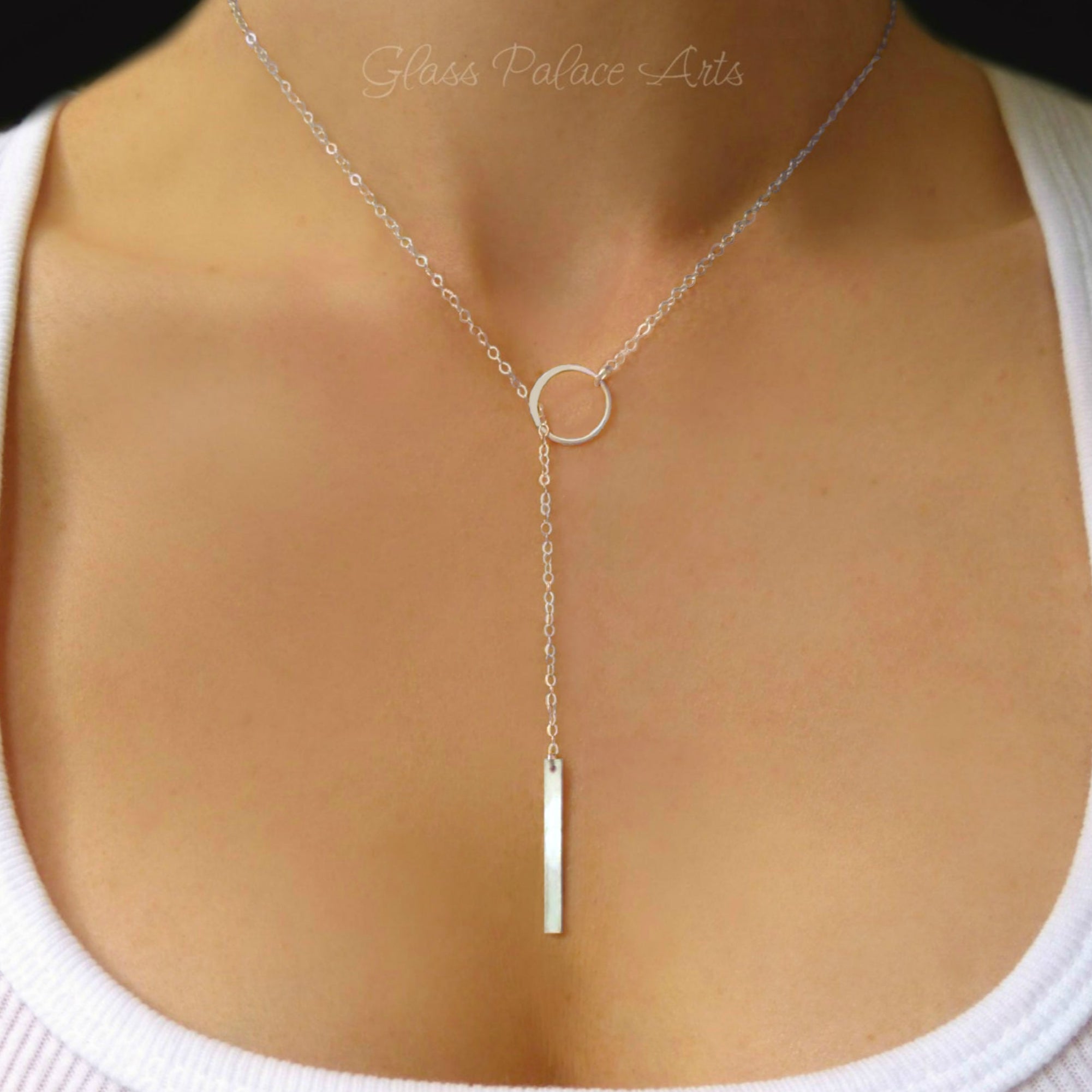 Lariat Necklace For Women With Vertical Bar Y Drop