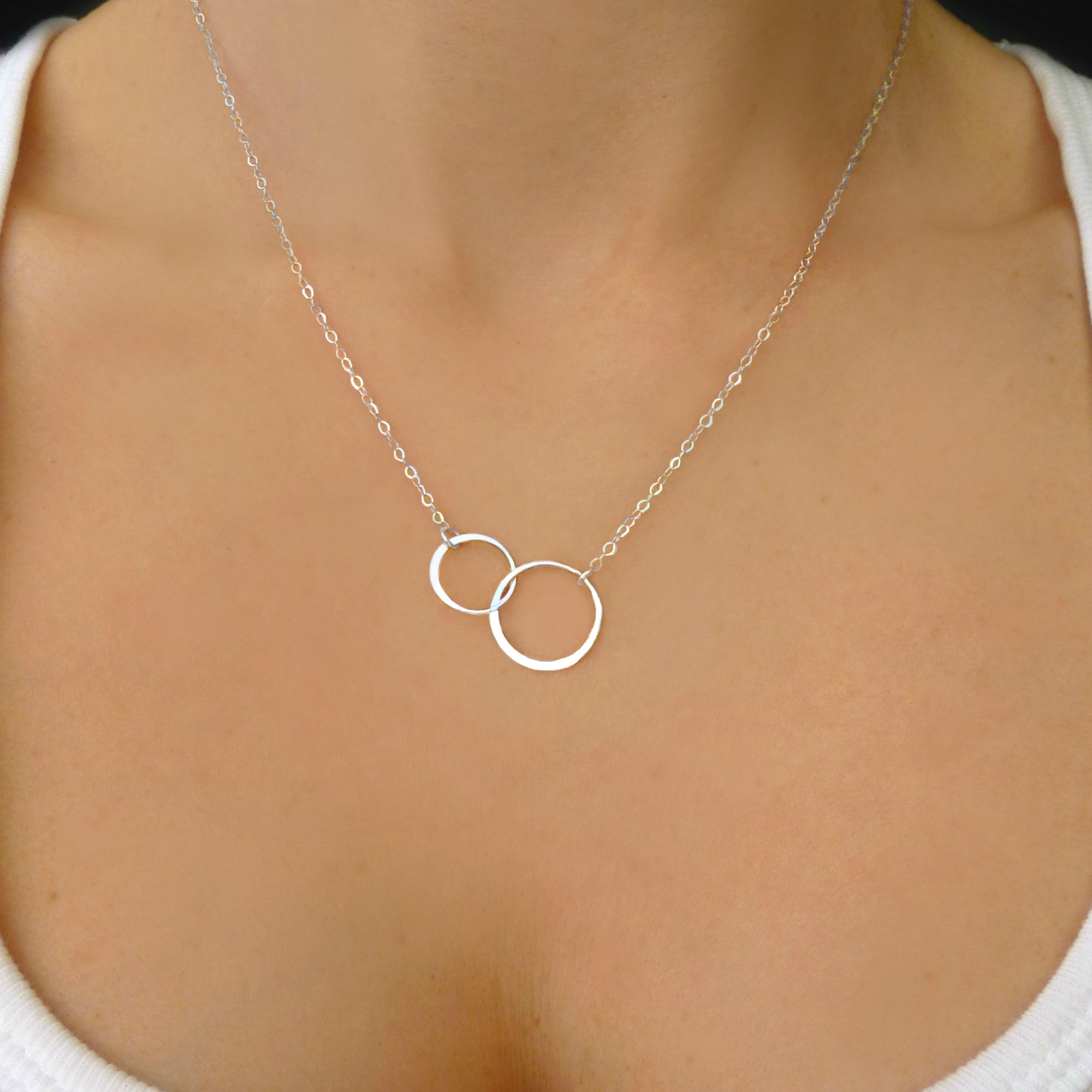 Infinity Necklace With Simple Circle Pendant - In Sterling Silver