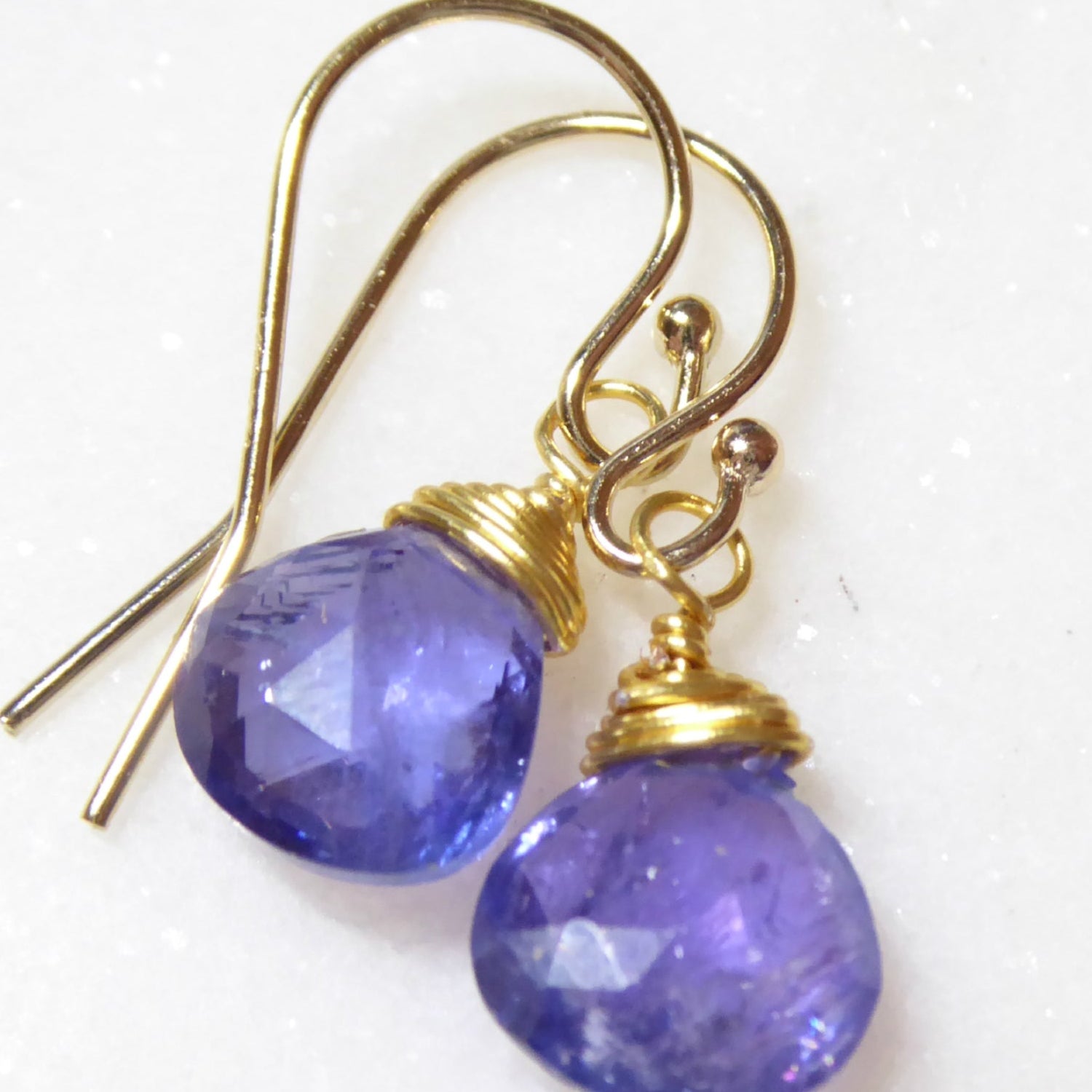 Genuine Tanzanite Teardrop Earrings With Gemstone Dangle