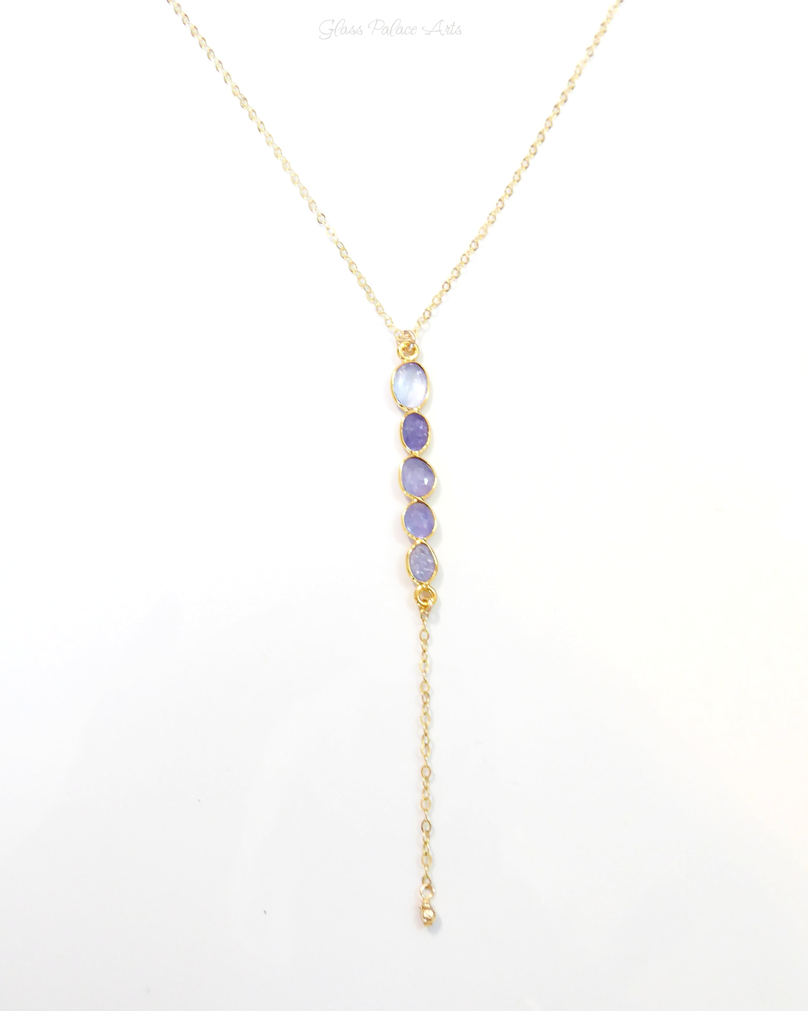 Tanzanite Pendant Lariat Necklace For Women