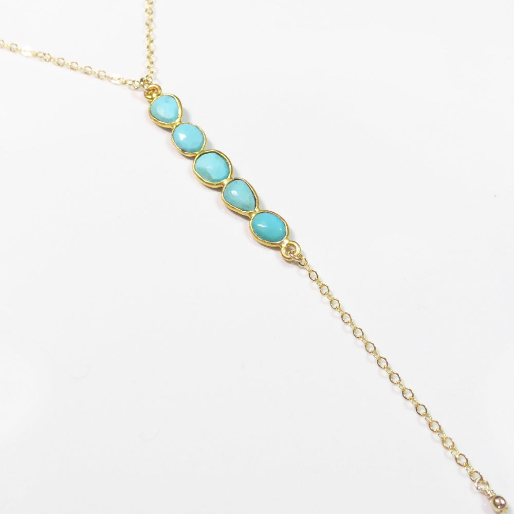 Long Turquoise Pendant Lariat Necklace For Women