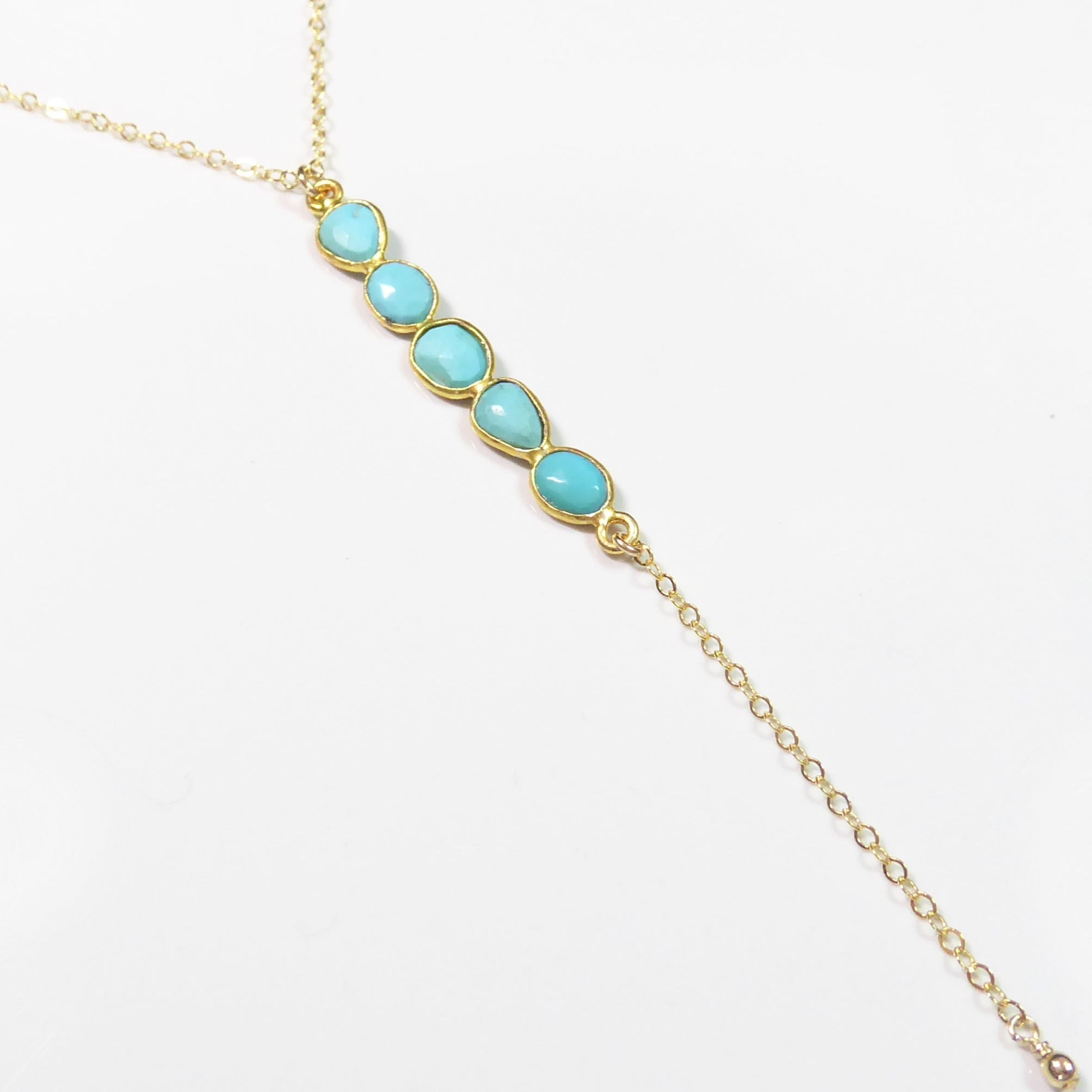 Long Turquoise Pendant Lariat Necklace For Women