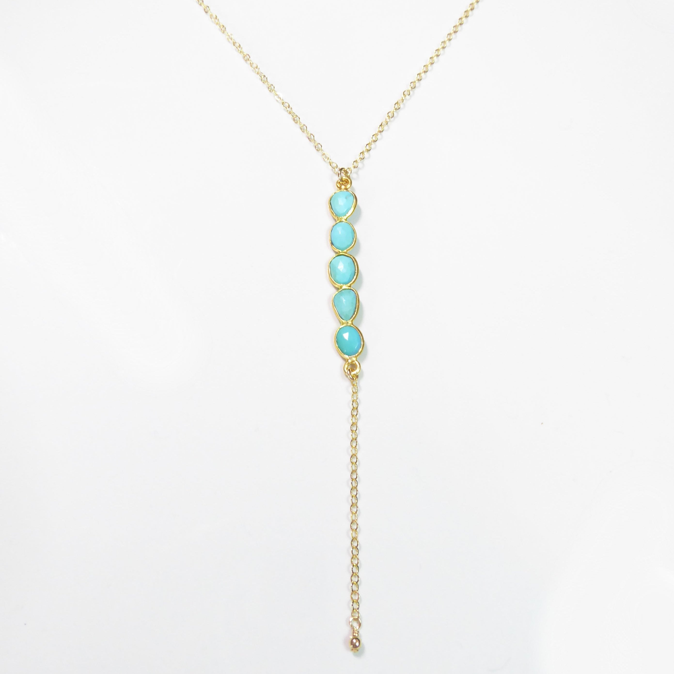 Long Turquoise Pendant Lariat Necklace For Women