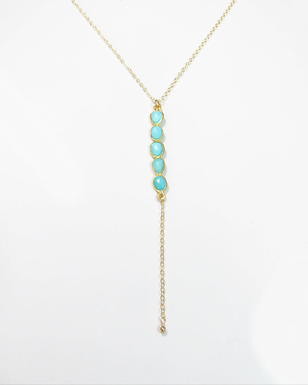 Long Turquoise Pendant Lariat Necklace For Women