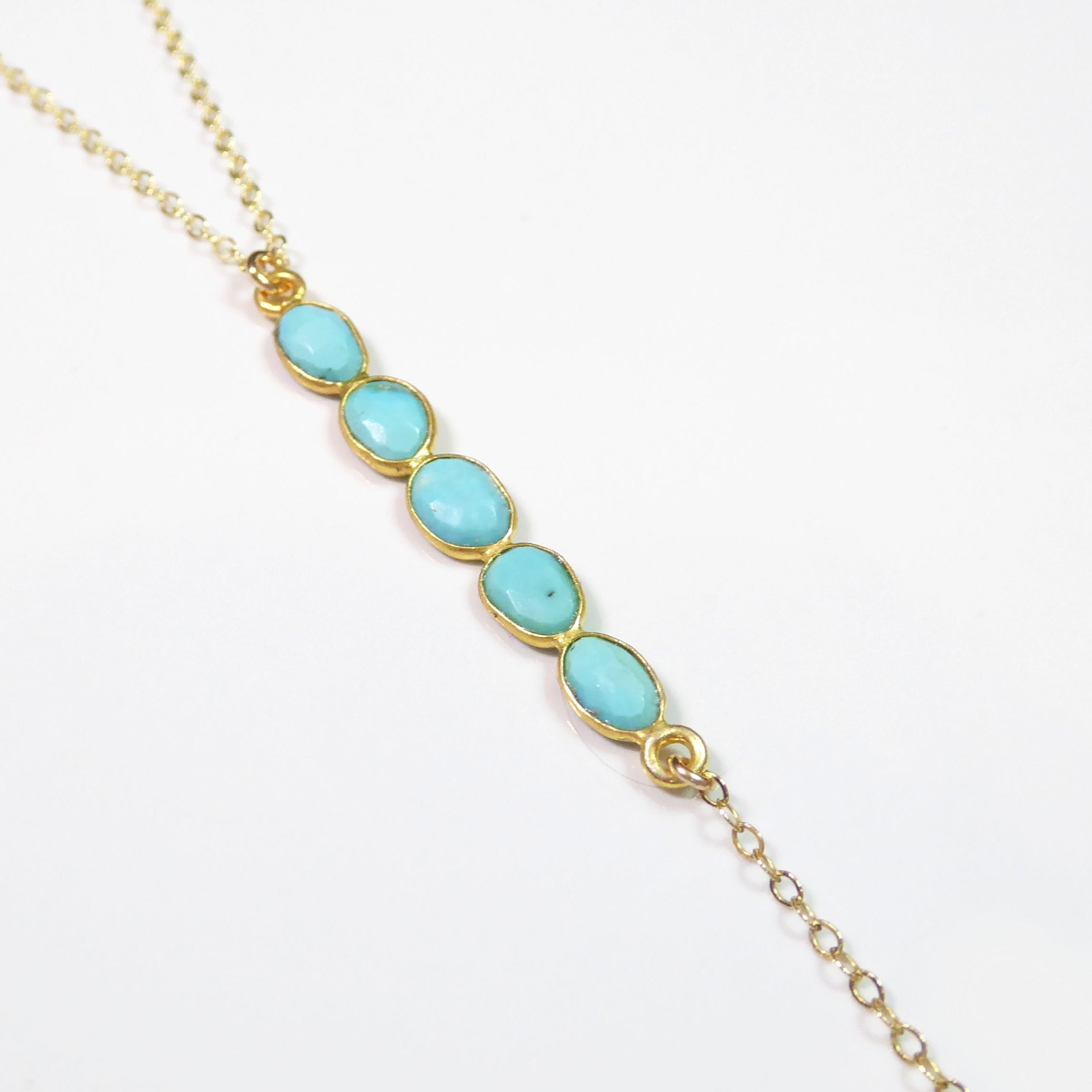 Long Turquoise Pendant Lariat Necklace For Women