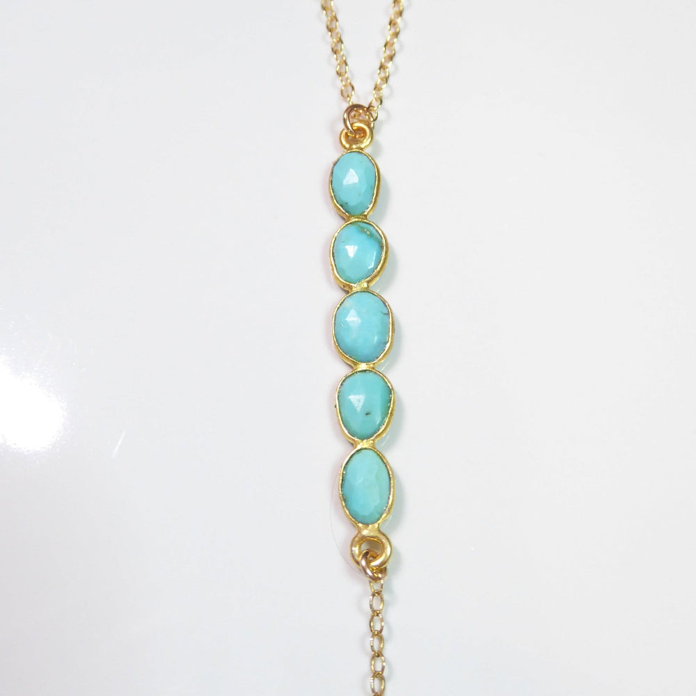 Long Turquoise Pendant Lariat Necklace For Women