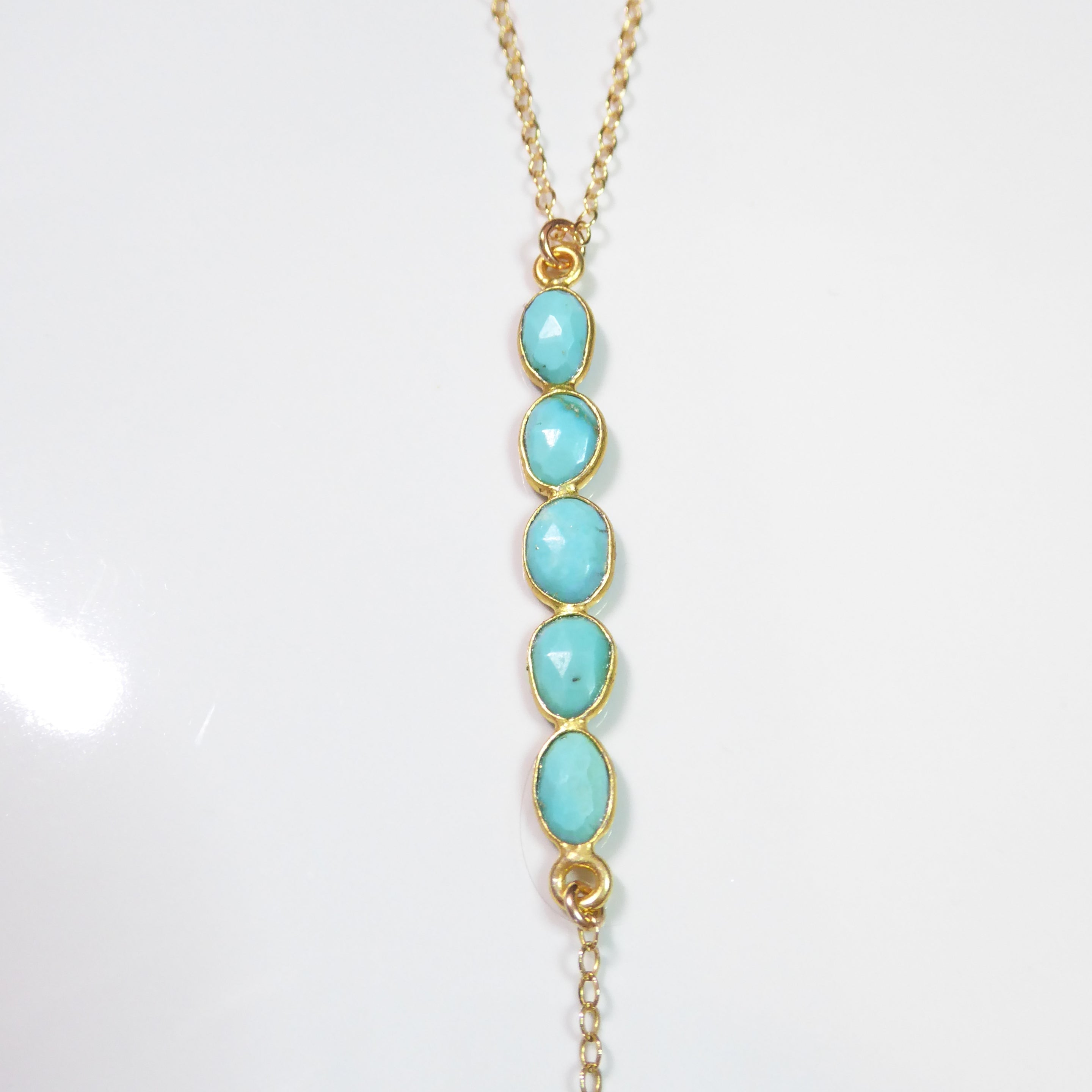 Long Turquoise Pendant Lariat Necklace For Women