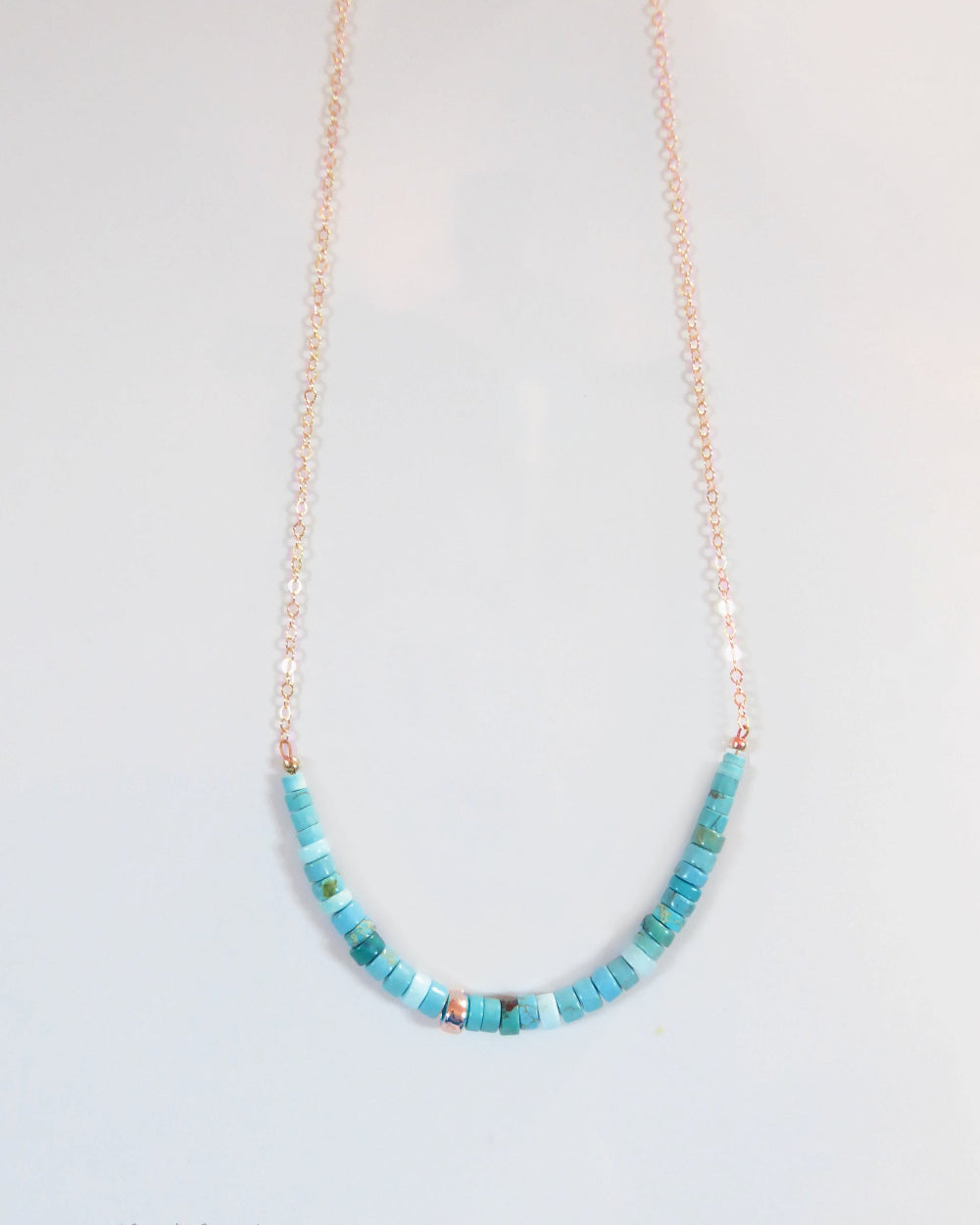 Simple Strand Beaded Turquoise Necklace For Women - Sterling Silver, 14k Gold Fill, Rose Gold