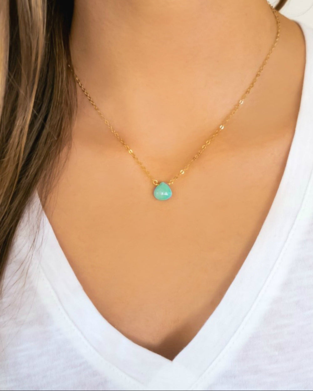 Dainty Sleeping Beauty Turquoise Necklace For Women, Sterling Silver, Gold or Rose Gold