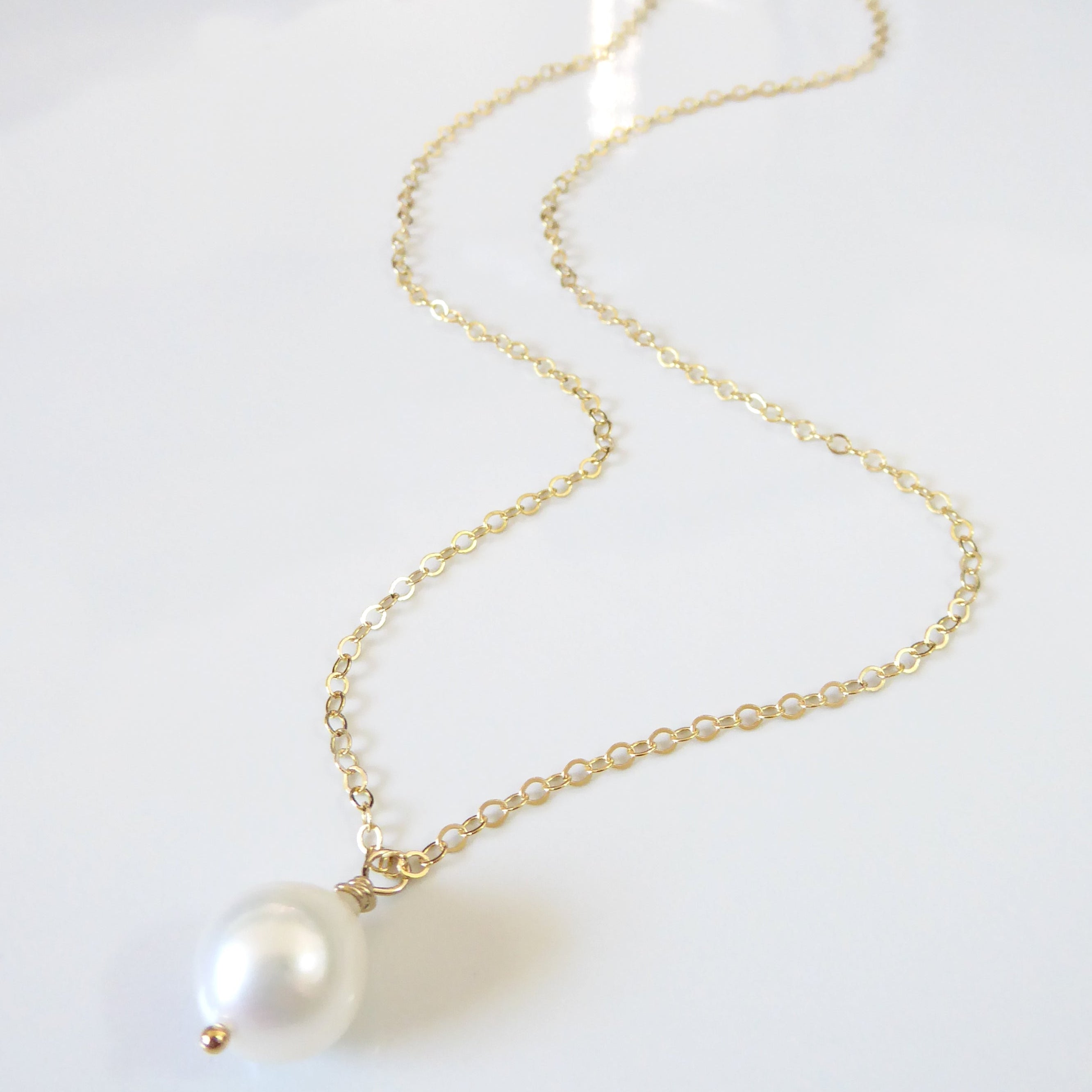 Freshwater Pearl Teardrop Necklace Gold