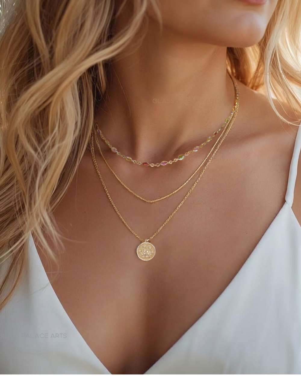 Gold Flower Coin Medallion Necklace – Layering Necklace With Dainty Floral Pendant