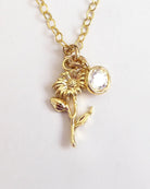 Birthstone Flower Necklace: Customized Gold Fill Birth Flower Bouquet Jewelry